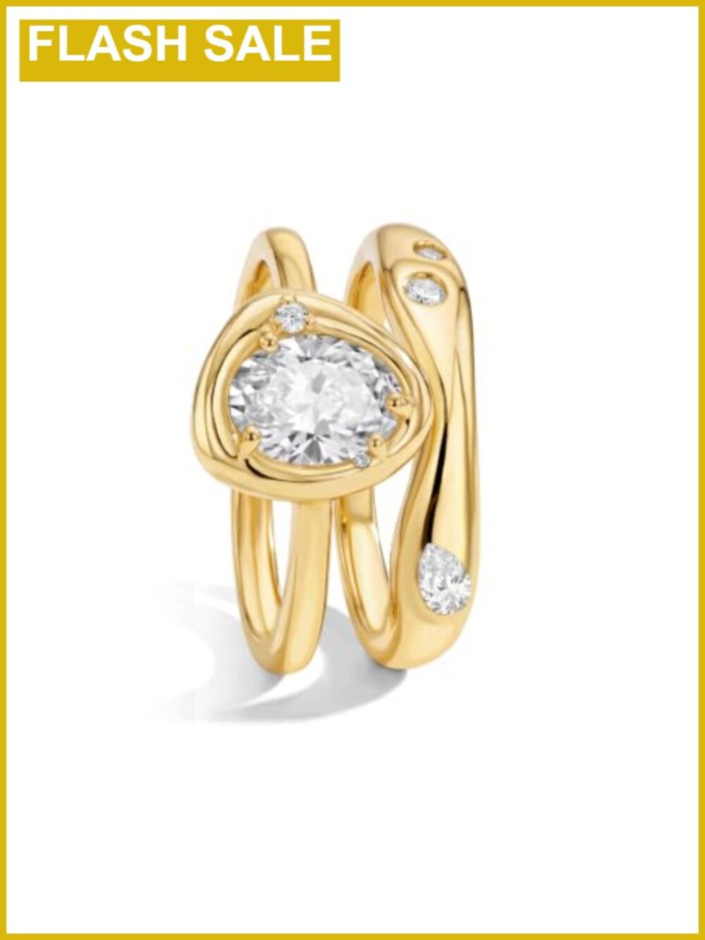 18K Gold Silver Plated Stackable Ring Set CZ Curved Wave Bands Wedding Gift